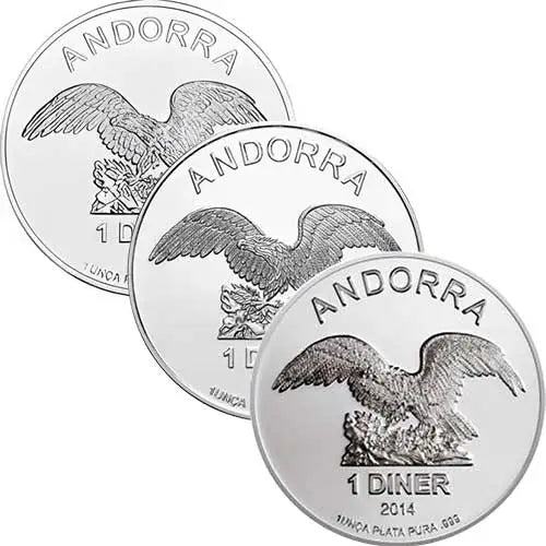 1 Unze Silber Andorra Eagle diverse Jahrgänge differenzbesteuert