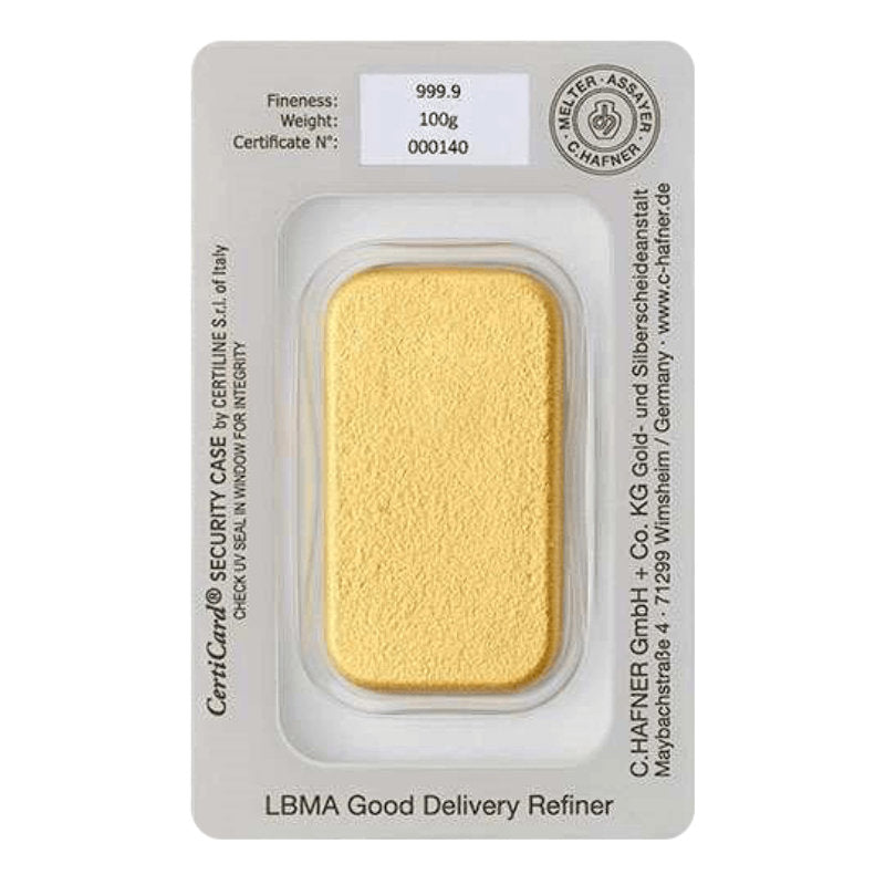 100g Gold Gussbarren C. Hafner