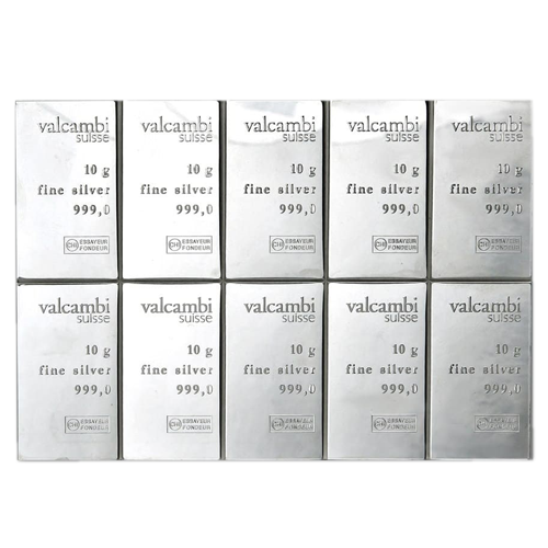 10x10g Silber Tafelbarren Valcambi