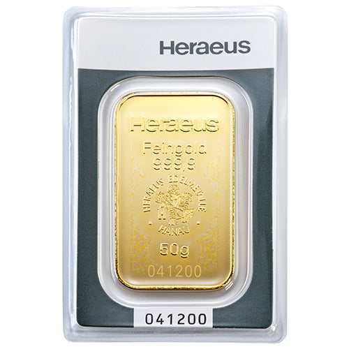 50g Gold Prägebarren Heraeus