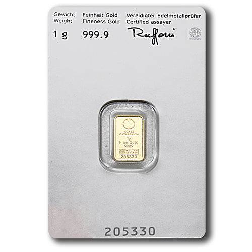 1g Gold Kinebarren Münze Österreich