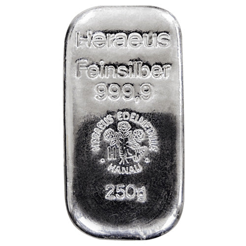 250g Silber Gussbarren Heraeus