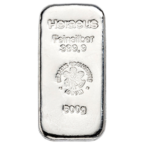 500g Silber Gussbarren Heraeus