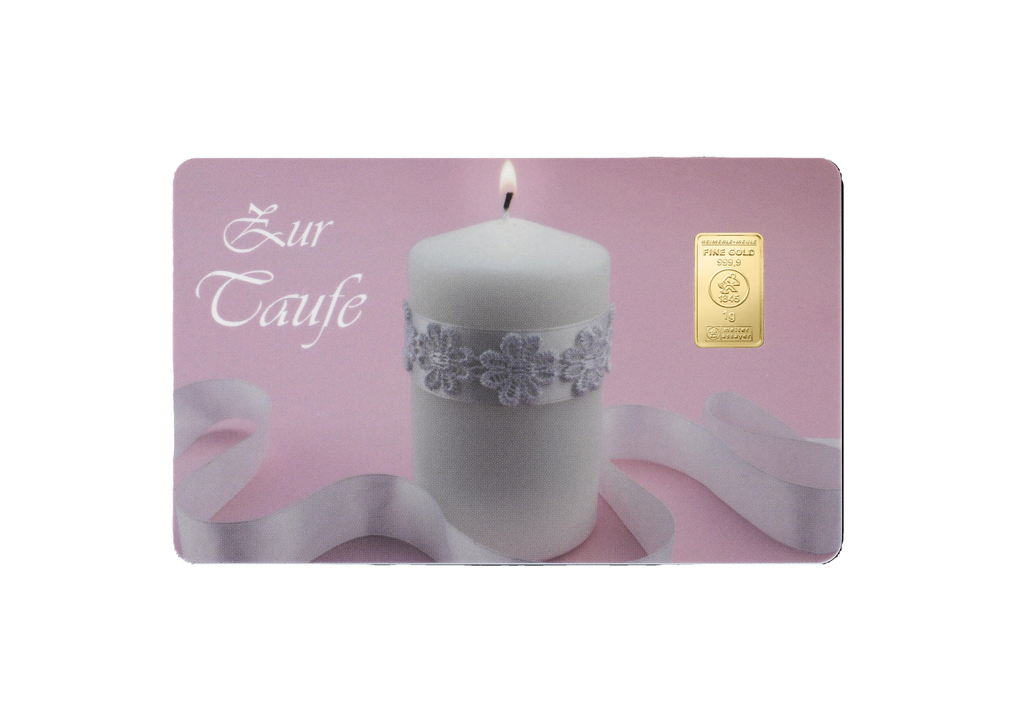 FineCard 1 Gramm Gold - „Zur Taufe“ - Pink