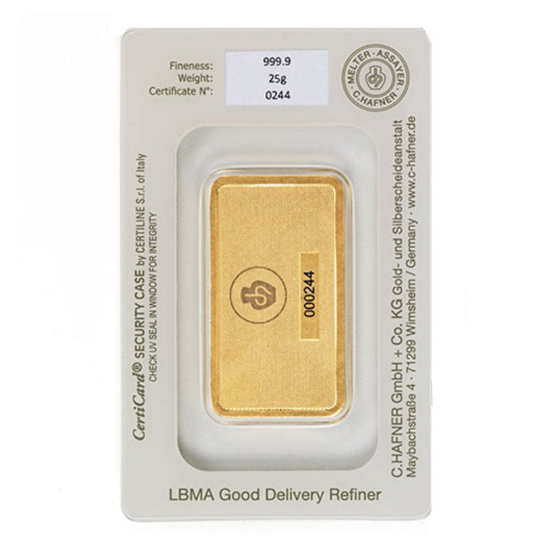 Goldbarren C. Hafner - 25 Gramm - Prägebarren