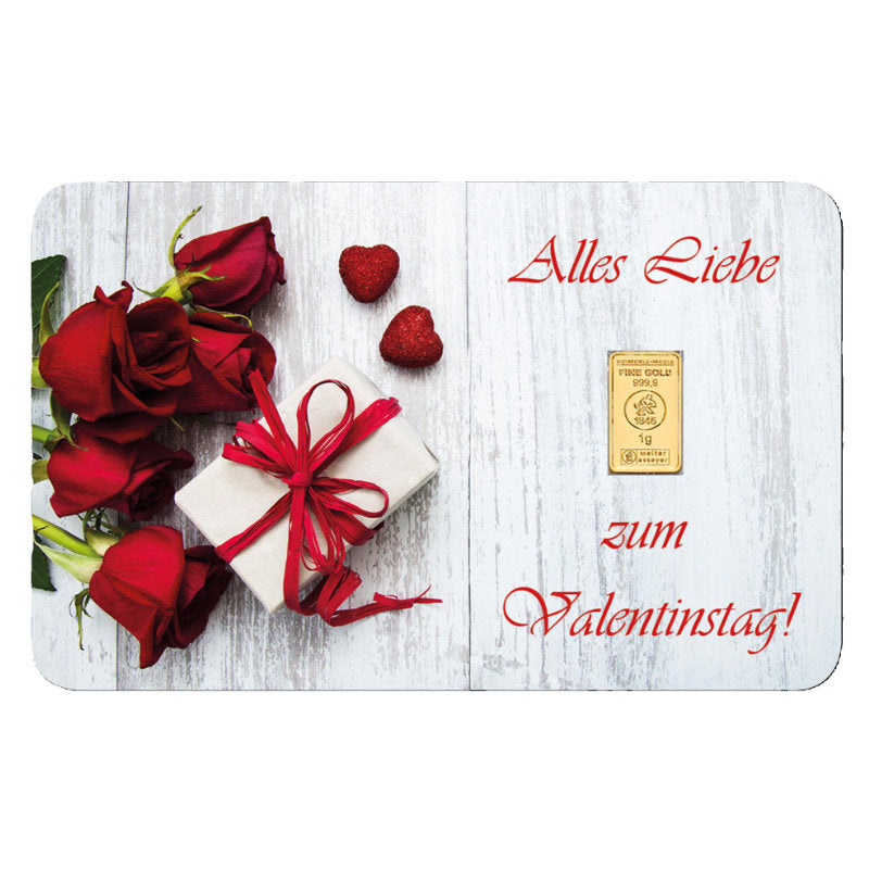 FineCard 1 Gramm Gold - „Alles Liebe zum Valentinstag“