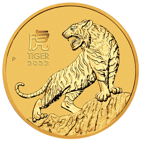 Motivseite 1/10 Unze Gold Lunar Serie III Tiger 2022, Feingold 999,9/1000, Perth Mint