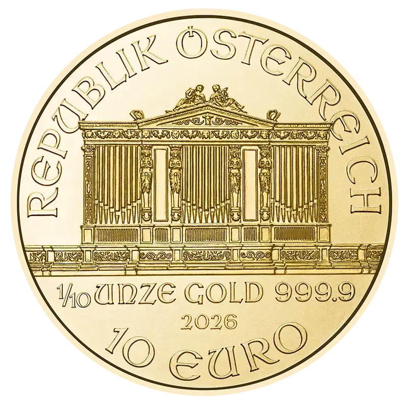 1/10 Unze Gold Wiener Philharmoniker 2026 Goldmünze Münze Österreich 1/10 Unze | Glänzend Vorsorgen