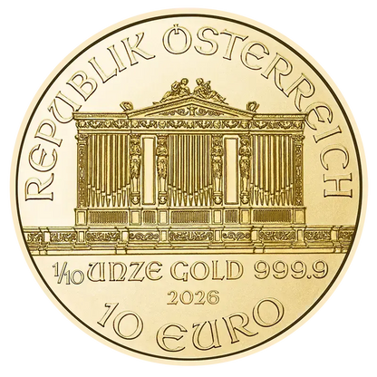 1/10 Unze Gold Wiener Philharmoniker 2026 Goldmünze Münze Österreich 1/10 Unze | Glänzend Vorsorgen