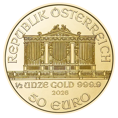 1/2 Unze Gold Wiener Philharmoniker 2026 Goldmünze Münze Österreich 1/2 Unze | Glänzend Vorsorgen