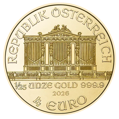 1/25 Unze Gold Wiener Philharmoniker 2026 Goldmünze Münze Österreich 1/25 Unze | Glänzend Vorsorgen