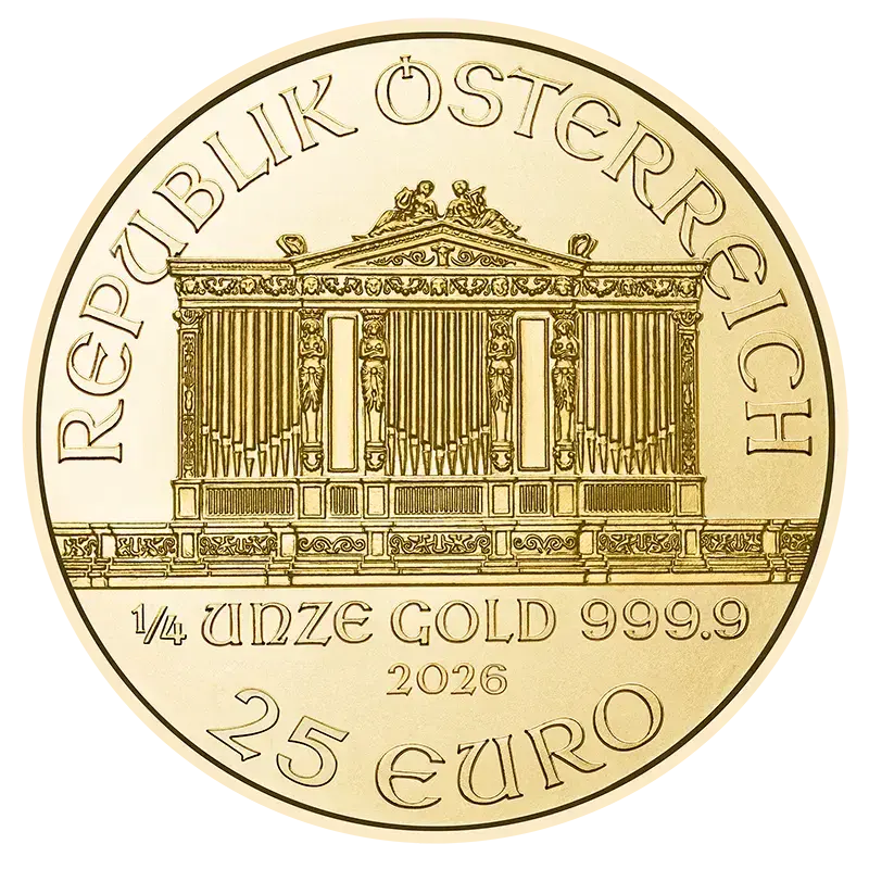 1/4 Unze Gold Wiener Philharmoniker 2026 Goldmünze Münze Österreich 1/4 Unze | Glänzend Vorsorgen