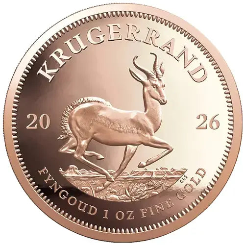 Motivseite 1 Unze Gold Krügerrand 2026, Feingehalt 916,7/1000, South African Mint