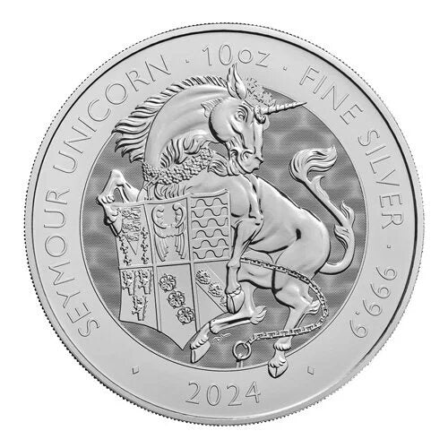 10 Unzen Silber Royal Tudor Beasts Seymour Unicorn 2024