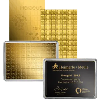 100x1g Gold Tafelbarren diverse
