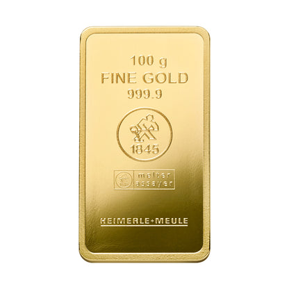 100g Gold Prägebarren Heimerle+Meule
