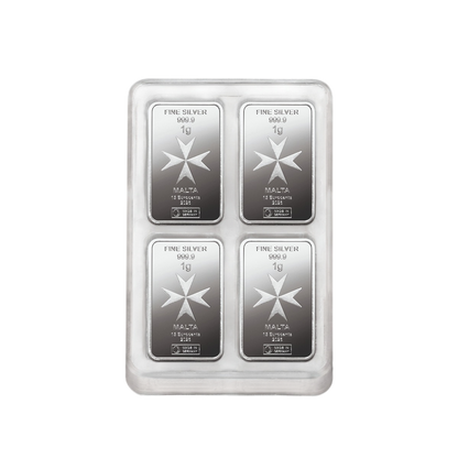 Vorderseite 100 × 1 Gramm Silbermünzbarren Malta CoinBar, Feinsilber