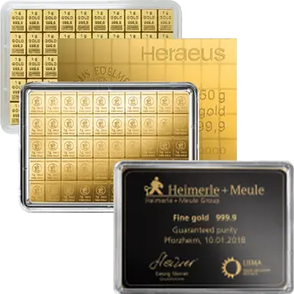 50x1g Gold Tafelbarren diverse