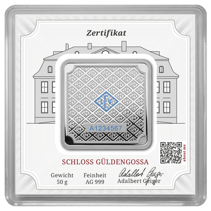 50g Silber Prägebarren Geiger original mit Kapsel