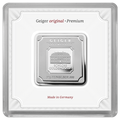 50g Silber Prägebarren Geiger original mit Kapsel