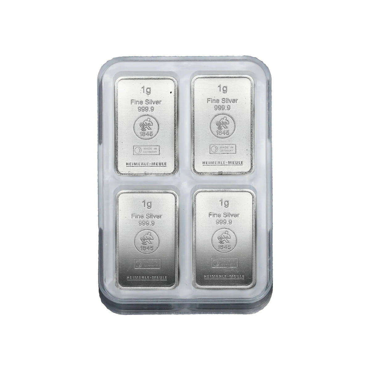 Vorderseite 50x1g Silber UnityBox Heimerle+Meule, Feinsilber