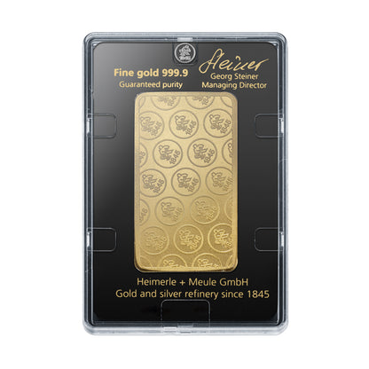 100g Gold Prägebarren Heimerle+Meule