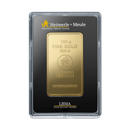 100g Gold Prägebarren Heimerle+Meule