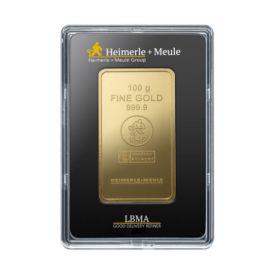 100g Gold Prägebarren Heimerle+Meule
