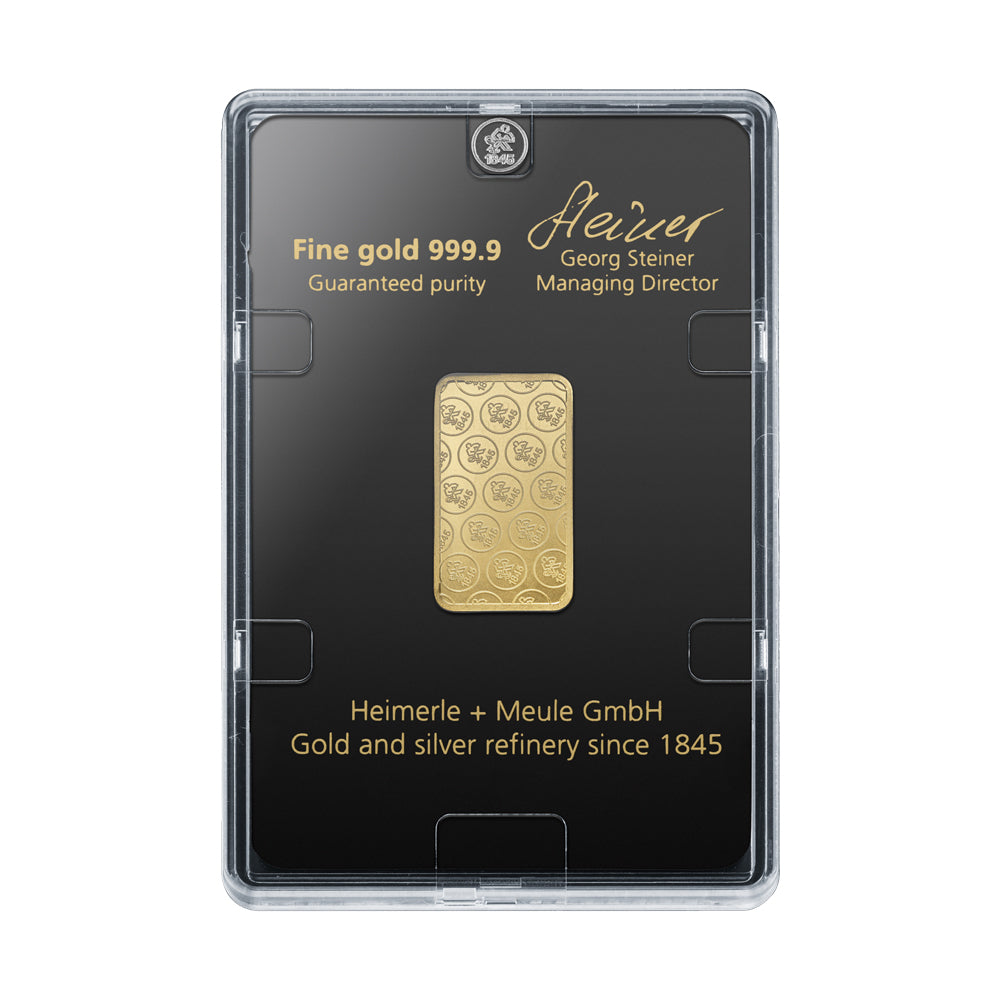 10g Gold Prägebarren Heimerle+Meule