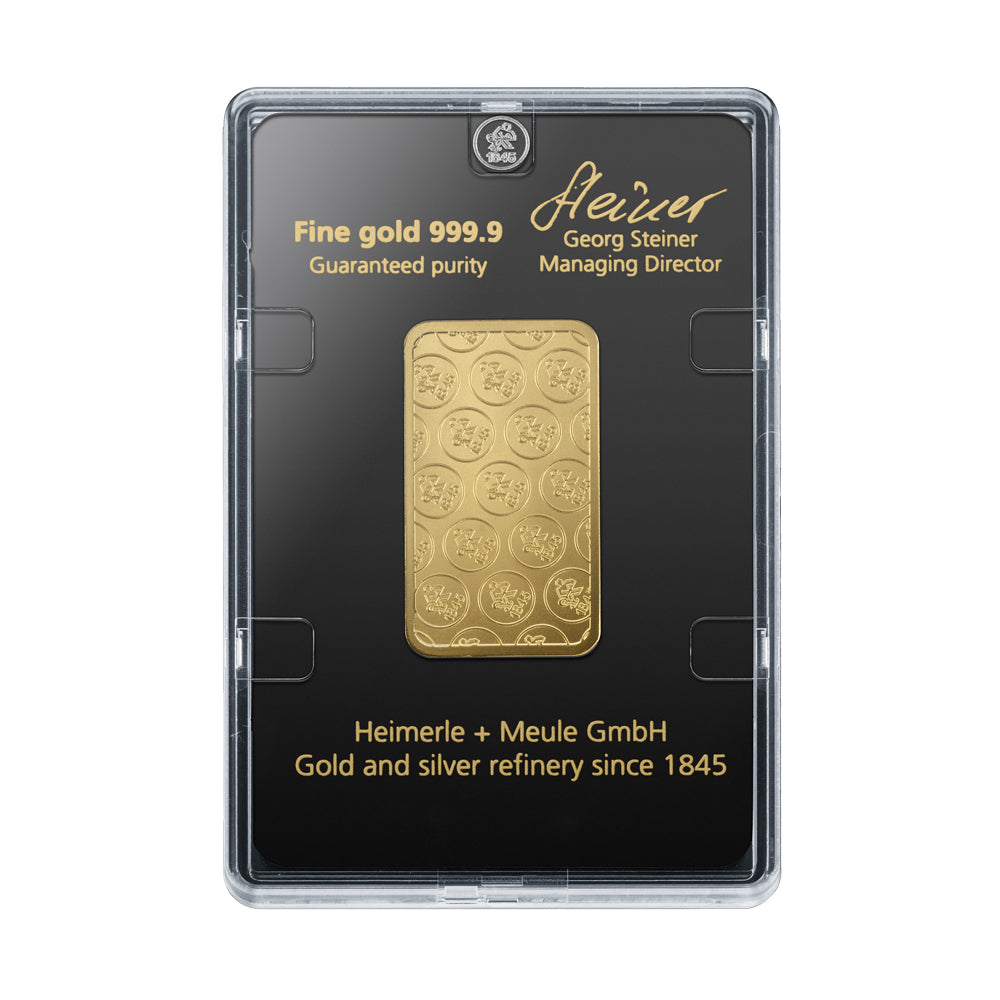 1 Unze Gold Prägebarren Heimerle+Meule