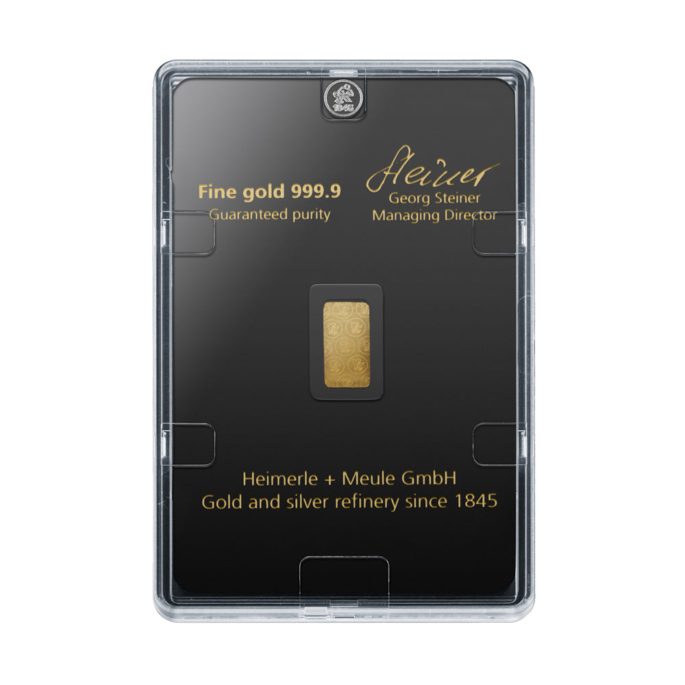 2,5g Gold Prägebarren Heimerle+Meule
