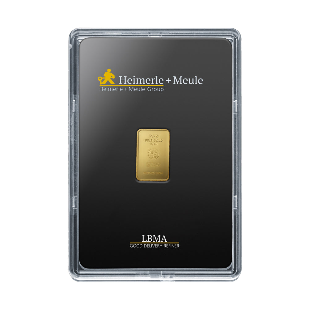 2,5g Gold Prägebarren Heimerle+Meule