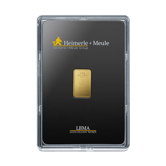 2,5g Gold Prägebarren Heimerle+Meule
