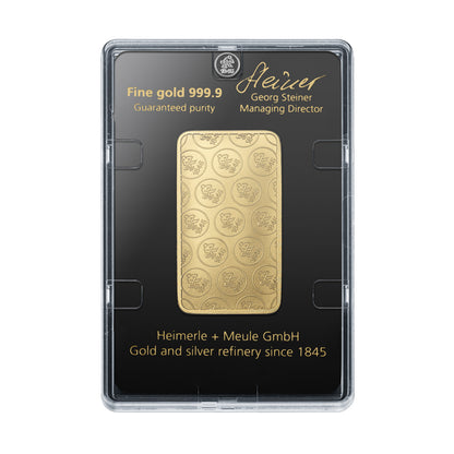 50g Gold Prägebarren Heimerle+Meule