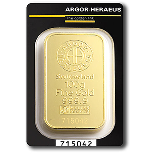 Goldbarren Argor Heraeus 100 Gramm - Prägebarren
