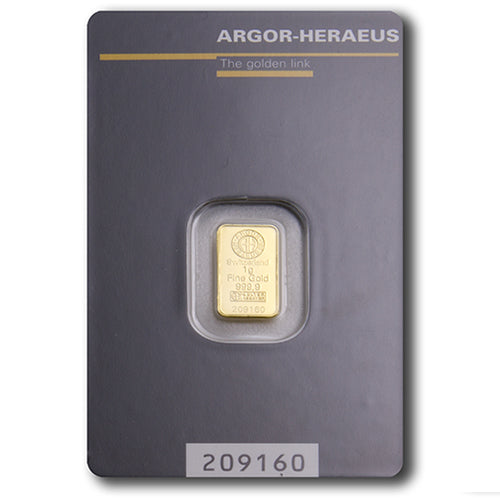 1g Gold Prägebarren Argor Heraeus