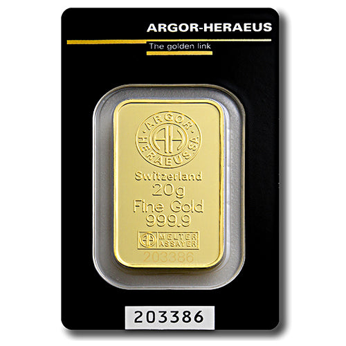 20g Gold Gussbarren Argor Heraeus