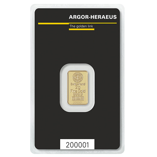 Goldbarren Argor Heraeus 2 Gramm - Prägebarren