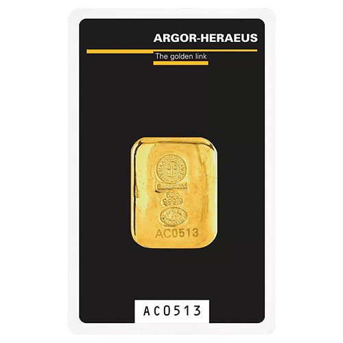 50g Gold Gussbarren Argor Heraeus