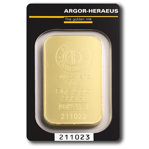50g Gold Prägebarren Argor Heraeus