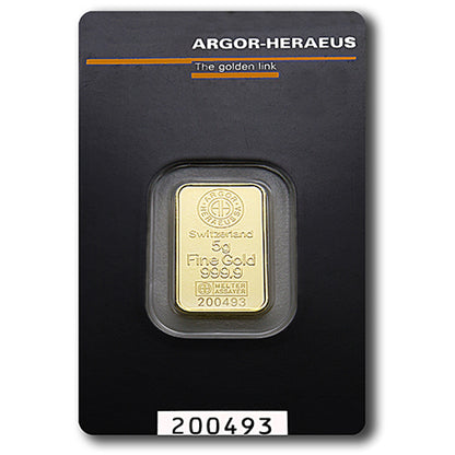 5g Gold Prägebarren Argor Heraeus