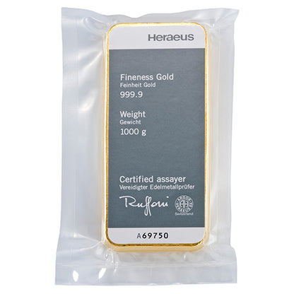 1 Kilo Gold Gussbarren Heraeus Goldbarren Heraeus 1 Kilo | Glänzend Vorsorgen