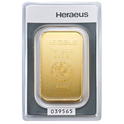 100g Gold Prägebarren Heraeus