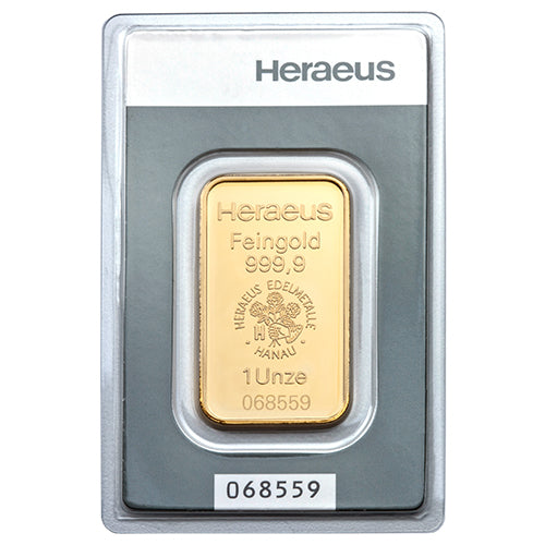 1 Unze Gold Prägebarren Heraeus