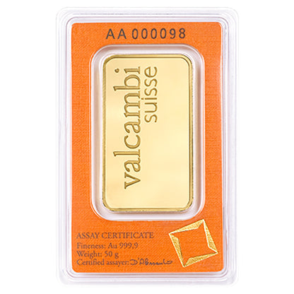 50g Gold Prägebarren Valcambi
