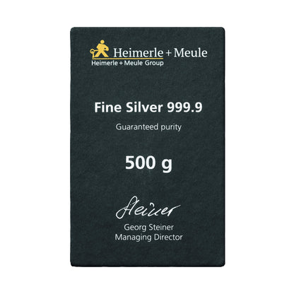 Silberbarren Heimerle + Meule - 500 Gramm - Gussbarren