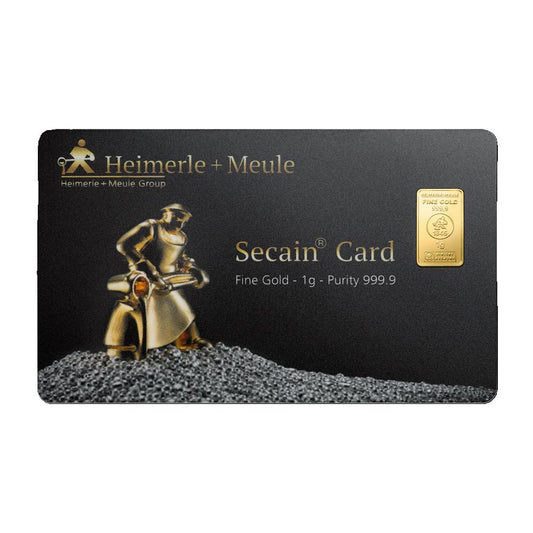 1g Gold Prägebarren Secain Card Heimerle+Meule