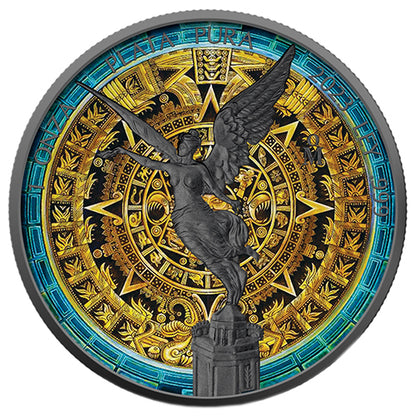 Sammlermünze Silber Libertad - Aztekenkalender II - 1 Unze - Serie Golden Noir 2023