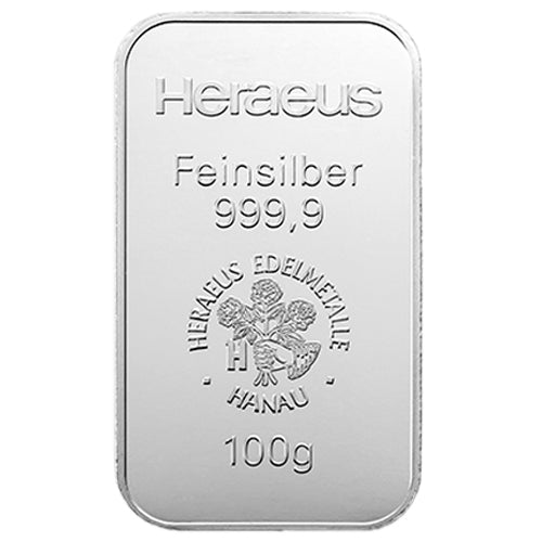 Silberbarren Heraeus 100 Gramm - Prägebarren