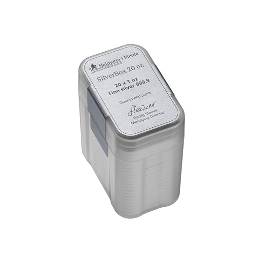 Silberbox Heimerle + Meule 20 x 1 Unze